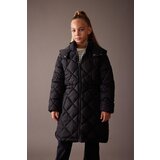 Defacto Girl's water repellent hooded quilted long coat Cene