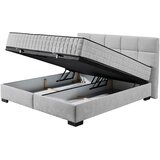 MID.YOU POSTELJA Z VZMETNICO 160 cm x 200 cm , tekstil, leseni material svetlo siva | Shoptok.si