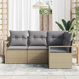  Kauč u kutu za vrt Set od 3 Bež i siva Ratan Poliester Velik | shoptok.hr