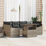 vidaXL 7-delni set vrtne sedežne garniture z blazinami siva poli ratan, (22092246) | Shoptok.si