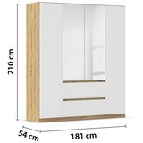 Rauch Möbel omara s klasičnimi vrati, srebrne barve, bela, hrast artisan | Shoptok.si