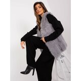 Fashion Hunters Grey women's fur vest Cene