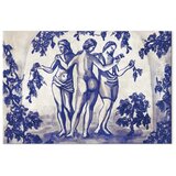  Slika - Ancient vineyard - three women in a portal painted with blue ink 120x80 Na talijanskom platnu | shoptok.hr