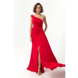 Lafaba Women's Red One-Shoulder Long Evening Dress with Stones. Cijene