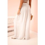 Kesi Włoski Women's wide trousers with elastic waistband beige | shoptok.hr