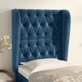 The Living Store Vzglavje z ušesi temno modro 83x23x118/128 cm žamet - Vzglavje, (21660235) | Shoptok.si