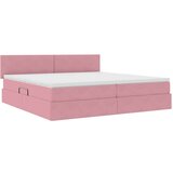  Krevet S LED lampica s uzglavljem Ružičasta 200 x 200 cm Baršun | shoptok.hr