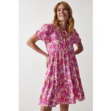  Women's Pink Floral Summer Viscose Flared Dress | Eponuda.ba