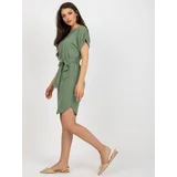 Fashion Hunters Khaki Straight Dress with Slits from RUE PARIS