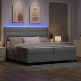  LED Box Spring Krevet Svijetlo siva 200 x 200 cm tkanina | shoptok.hr