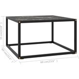  Stolić za kavu crni s crnim mramornim staklom 60 x 60 x 35 cm | shoptok.hr
