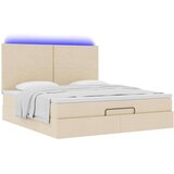  Otomanska postelja z vzmetnico & LEDs krema 180x200 cm blago, (22053437) | Shoptok.si