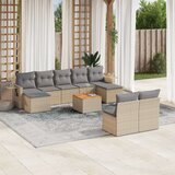  10-dijelni set vrtnih sofa s jastucima bež od poliratana | shoptok.hr