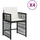 vidaXL Vrtne stolice s jastucima 4 kom crne od poliratana | shoptok.hr