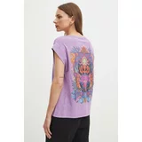 Medicine Bombažna kratka majica ženski, vijolična barva