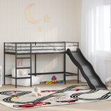  Krevet na kat za djecu s toboganom Crna i antracit 100 x 190 cm | shoptok.hr