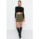 Trendyol Dark Khaki Woven Shorts Skirt with Lace-Up and Eyelet Detail | Shoptok.si