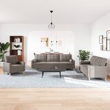 3-dijelni set sofa s ukrasnim jastucima smeđesivi od tkanine | Eponuda.com