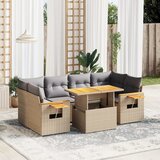 Maison Chic Seti vrtnega pohištva - Vrtna garnitura - Vrtni pohištvo set 7-delna z blazinami bež poli ratan, (21807760) | Shoptok.si