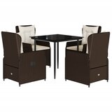  5-dijelni vrtni blagovaonski set s jastucima poliratan smeđi Smeđa 80 x 80 x 74 cm | shoptok.hr