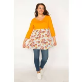 Şans Women's Large Size Colorful Skirt Patterned Tunic