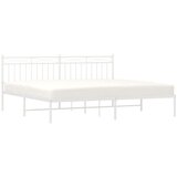 Metalni Kovinski posteljni okvir z vzglavjem bel 200x200 cm | Shoptok.si