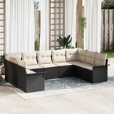 vidaXL Set vrtnog kauča od 9 dijelova s jastučićima Crni Poly Rattan Cijene