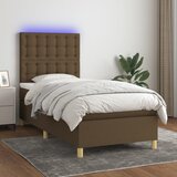  The Living Store Box spring postelja z vzmetnico LED temno rjava 80x200 cm blago - Box Spring Postelja, (21520691) Cene