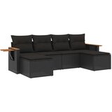  6-dijelni set vrtnih sofa s jastucima crni od poliratana | shoptok.hr