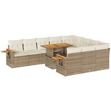 vidaXL 10-dijelni set vrtnih sofa s jastucima bež od poliratana bagrem | shoptok.hr