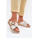 Inblu Wedge Sandals For Women With Decorative Buckle Light Beige Cene