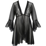 Passion Eco Primula - tendenciozni čipkani ogrtač i tange (crni) | shoptok.hr