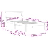  Krevetna okvira vosak smeđa Voštano smeđa 90 x 200 cm | shoptok.hr