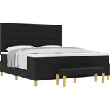 vidaXL Box spring krevet s uzglavljem Crna 200 x 180 cm tkanina - Crna 180 x 200 cm Prošiveno gumbima | shoptok.hr