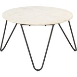 vidaXL Klubska mizica bela 65x65x42 cm pravi kamen z marmorno teksturo Cene