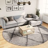  Čupavi moderni tepih s visokim vlaknima bež i antracit Ø 280 cm | shoptok.hr