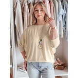 DStreet Bluzka damska masełko oversize z wisiorkiem LUZVIA beżowa | Shoptok.si