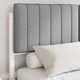 vidaXL Posteljni okvir z oblazinjenim vzglavjem Svetlo siva | Shoptok.si