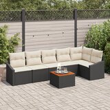 vidaXL 7-delni set vrtnih sofer z blazinami Črna Poli ratan Acacia, (22093103) | Shoptok.si