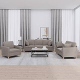  3-dijelni set sofa s jastucima smeđesivi od tkanine | shoptok.hr