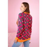 Kesi Sweater with a geometric motif in fuchsia color | shoptok.hr