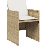 vidaXL 5-dijelni set za večeru u vrtu s jastučićima Bež Poli Ratan, vrtni stol Crna 80x80x73 cm kaljeno staklo | shoptok.hr