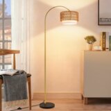 Nettlife Tlačna svetilka iz rogoza v boho slogu – Nastavljiva ločna svetilka z daljinskim upravljalnikom, LED E27, vintage stil,350°, (5000491648) Cene