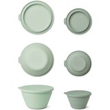 Liewood set 2 zložljivih posodic s pokrovom iz silikona dale dusty mint/faune green mix | Shoptok.si