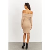 Cool & Sexy Women's Camel Madonna Collar Camisole Dress CG272 Cene