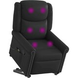  Masažni naslonjač na podizanje od sjajne crne umjetne kože | shoptok.hr