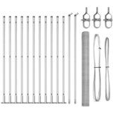 vidaXL Ograja v Obliki Šestkotnika 1.6x25 m Pocinkano Jeklo, Ograjne Stebri z Osnovnimi Ploskvami 13 kos Ø32mm 88.5cm Pocinkano Jeklo | Shoptok.si