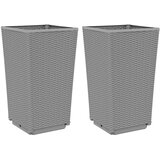 vidaXL Vrtna cvetlična korita 2 kosa siva 32,5x32,5x57 cm PP | Shoptok.si
