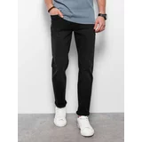 Ombre Spodnie męskie jeansowez przetarciami REGULAR FIT - czarne