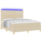  LED Box Spring Krevet s uzglavljem Krema 180 x 200 cm tkanina | shoptok.hr